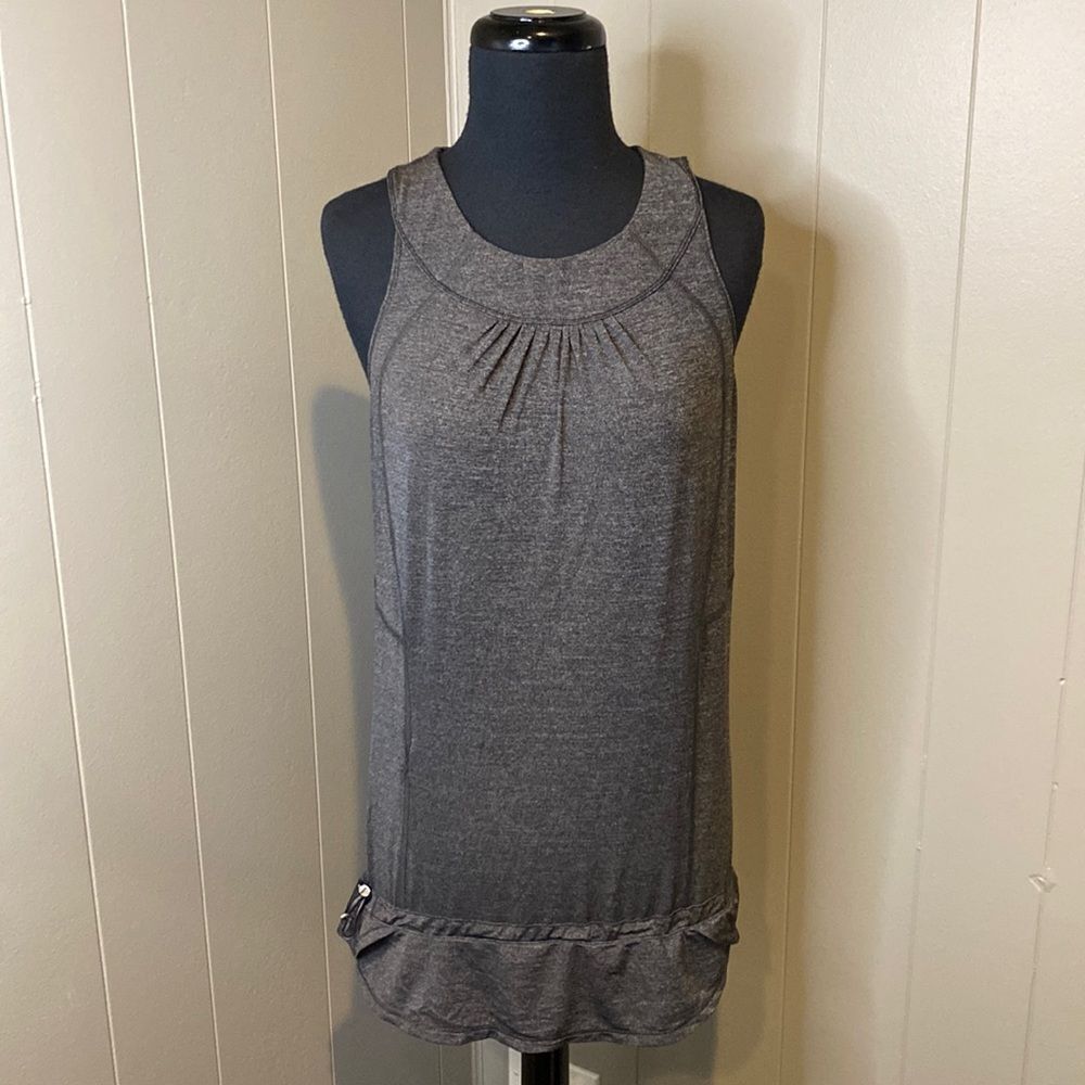 Lululemon Tank Top Mesh Inserts Heather Hem Drawstring Run Race Swiftly Tech